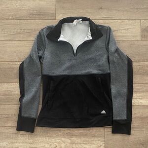 adidas Two-Tone Gray & Black Quarter-Zip Pullover